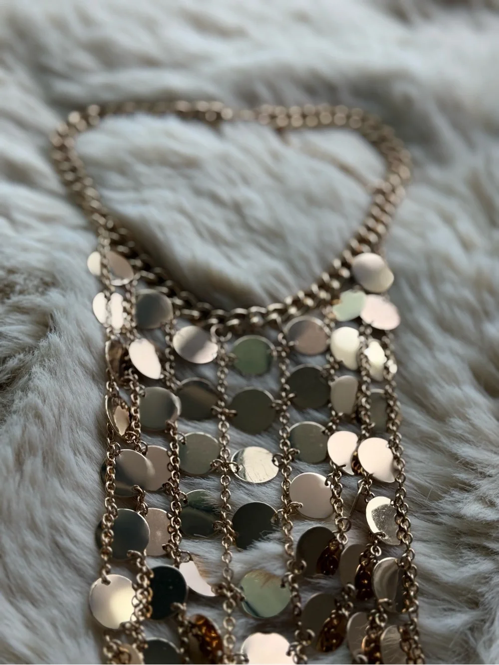 Gold Statement Disco Mesh Bib Necklace